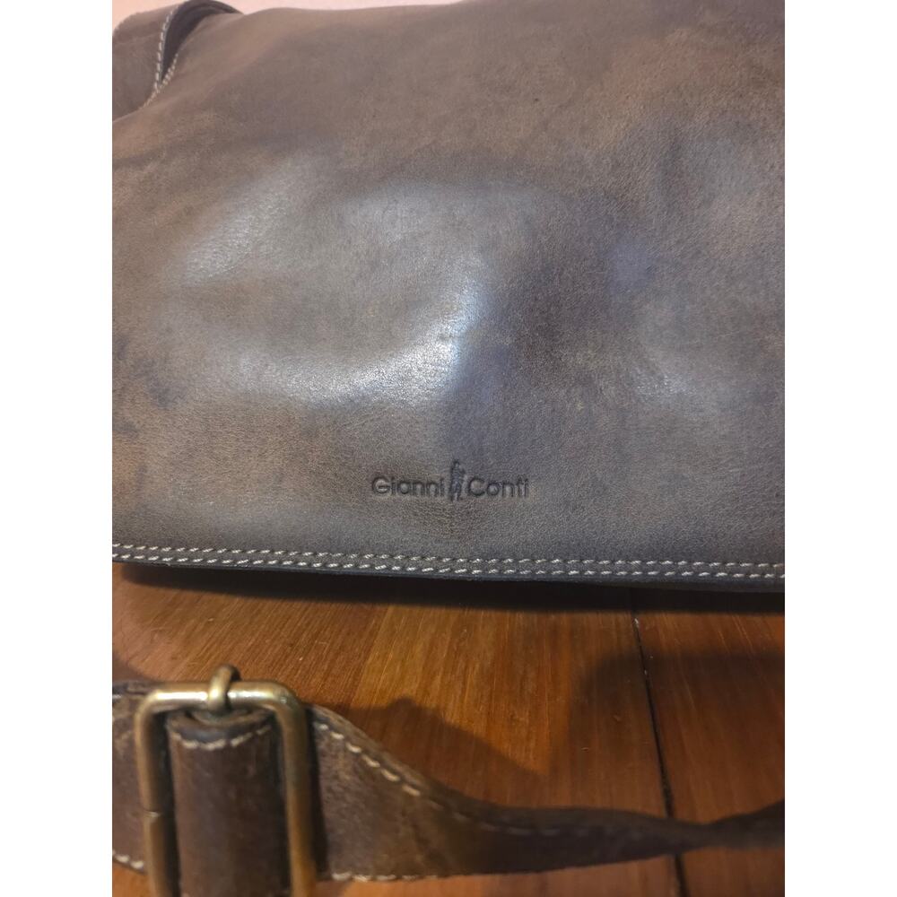 Gianni Conti Italian Leather Crossbody Messenger Laptop Bag Brown - Picture 2 of 11